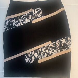 White House Black Market Black and Beige Straight Skirt Size 10/30